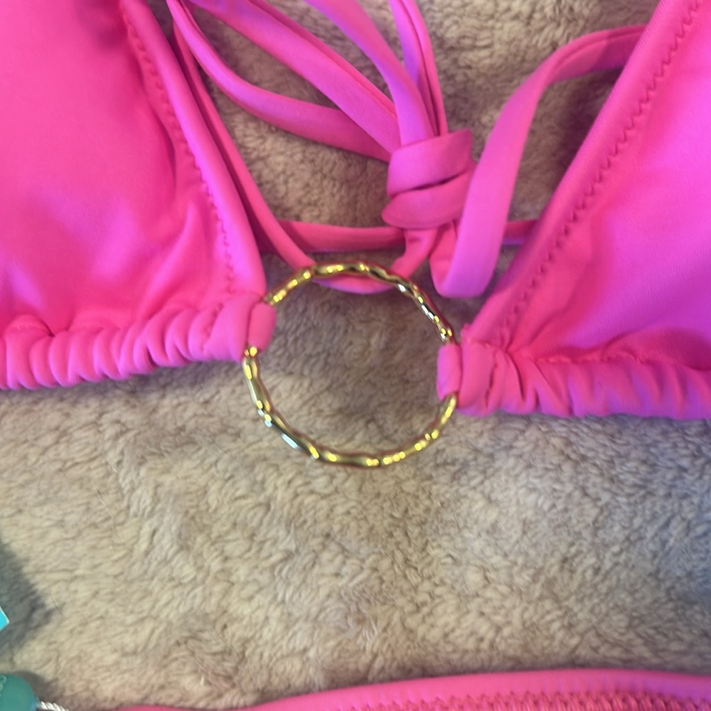 bikini in pink by Mellissa Odabash in size 4. side tie bottom, back/neck tie top - Picture 7 of 13